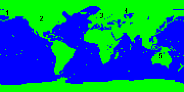 Schematic map of the LGM world